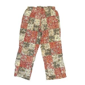 Orvis womens vintage madras plaid pull on pants wide leg size small patchwork